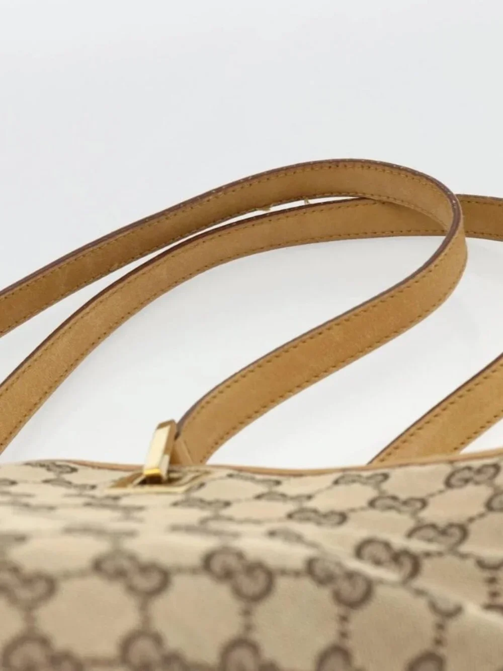 GUCCI GG Canvas Tote Bag Beige Gold 002 1098 2404 Auth ka2901